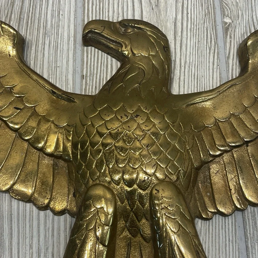 Vintage HEAVY DUTY Brass American Eagle Wall Mount 18